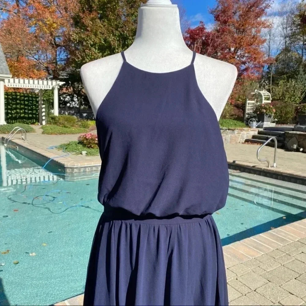 NWT BHLDN Cocktail High-Neck Cocktail Maxi Dress  Cayenne Navy Blue  Medium - Picture 6 of 12